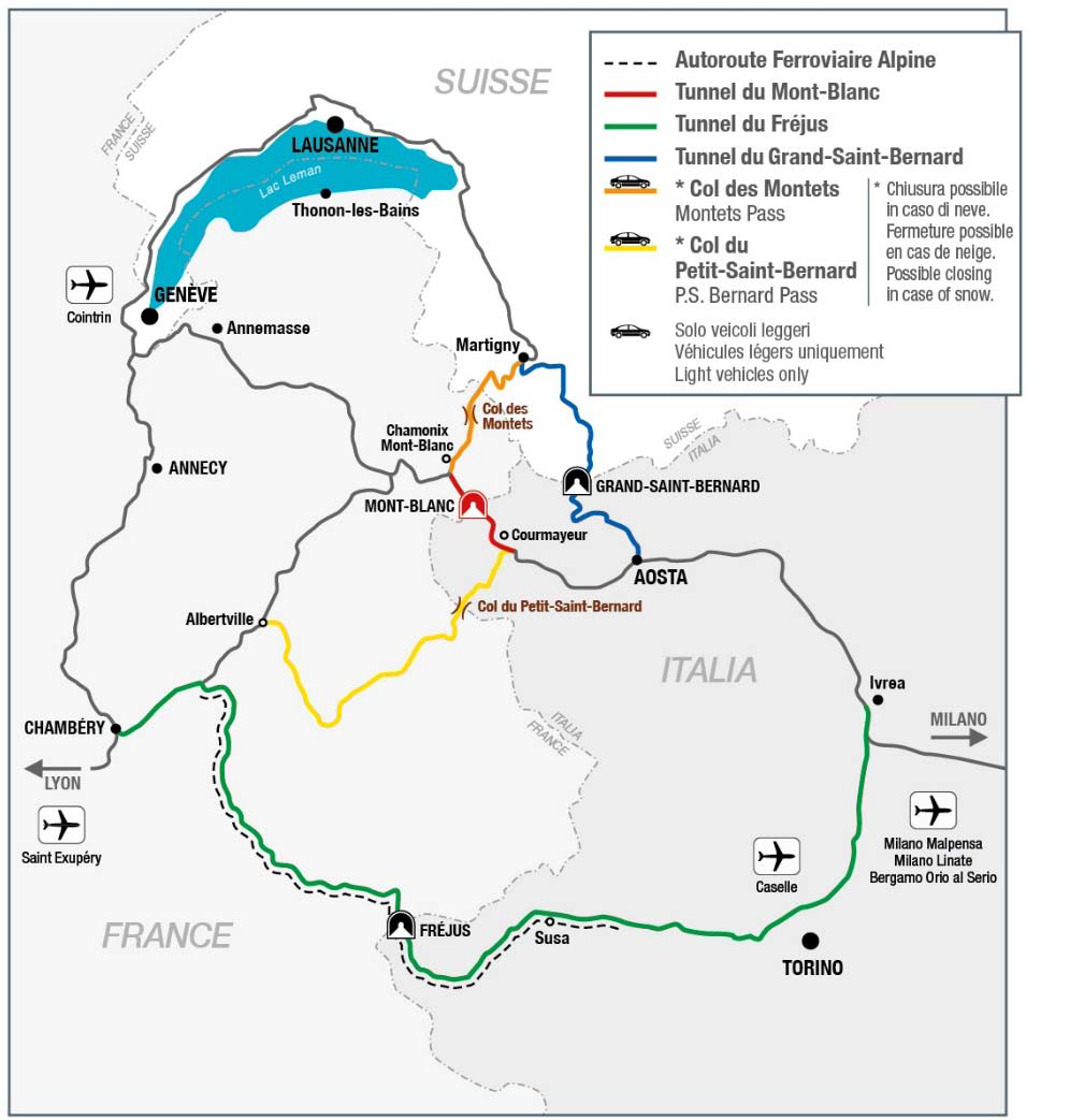 Map of alternative itineraries